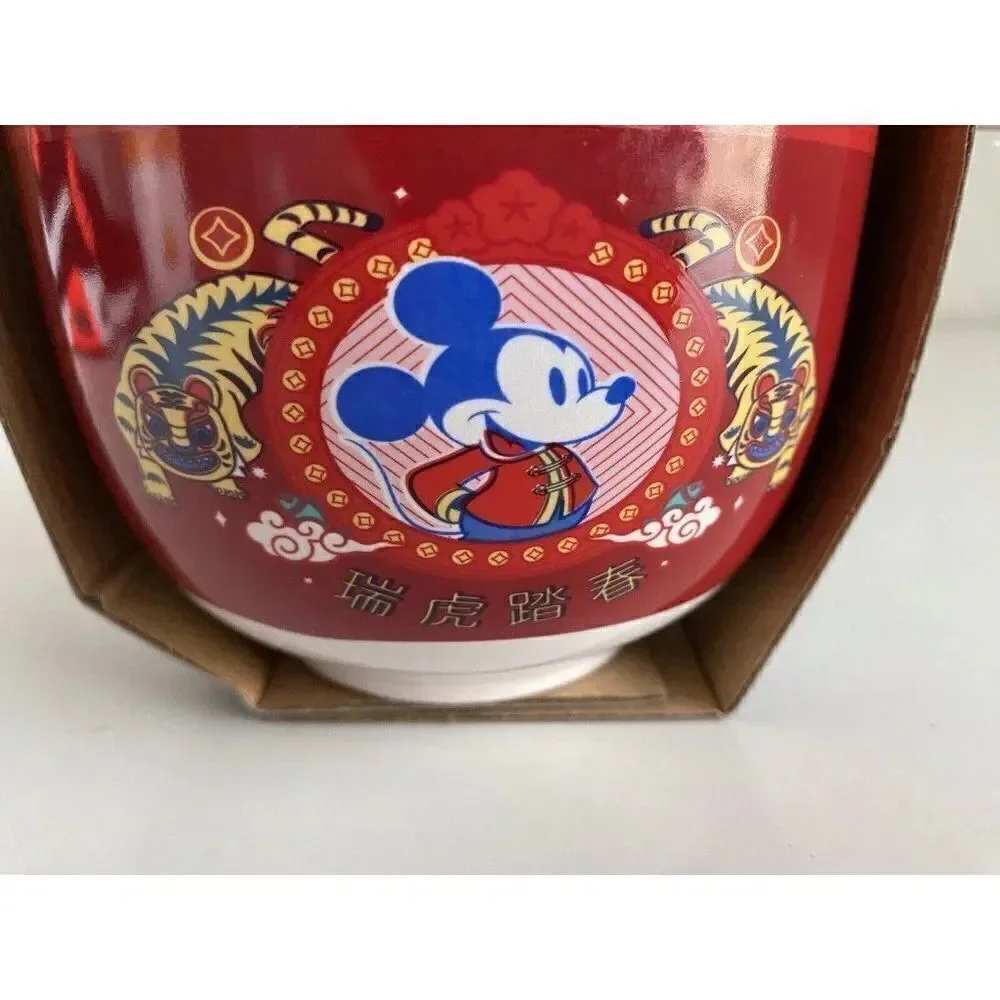 Disney Mickey Mouse Chinese New Year Ramen Bowl With Chopsticks‎ Noodle Bowl NEW